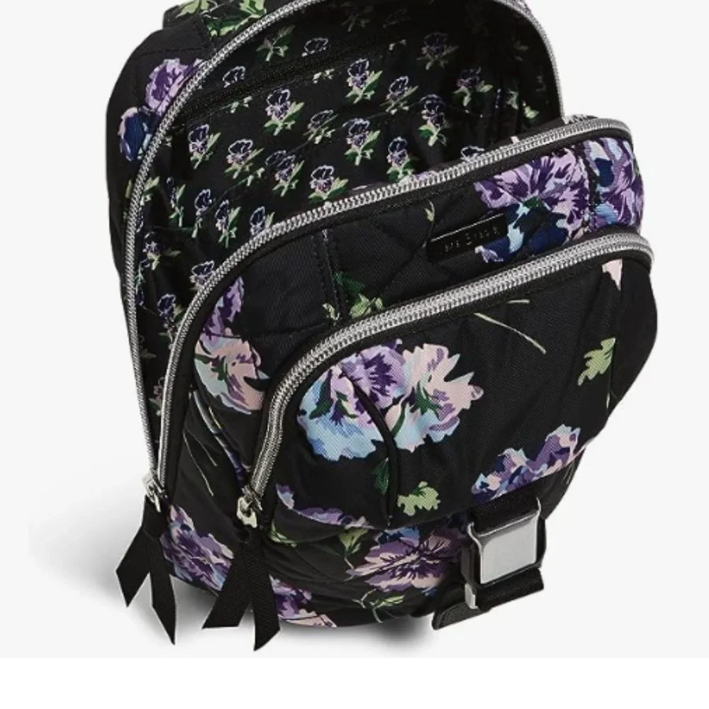 Vera Bradley Black and Purple Floral Crossbody Bag